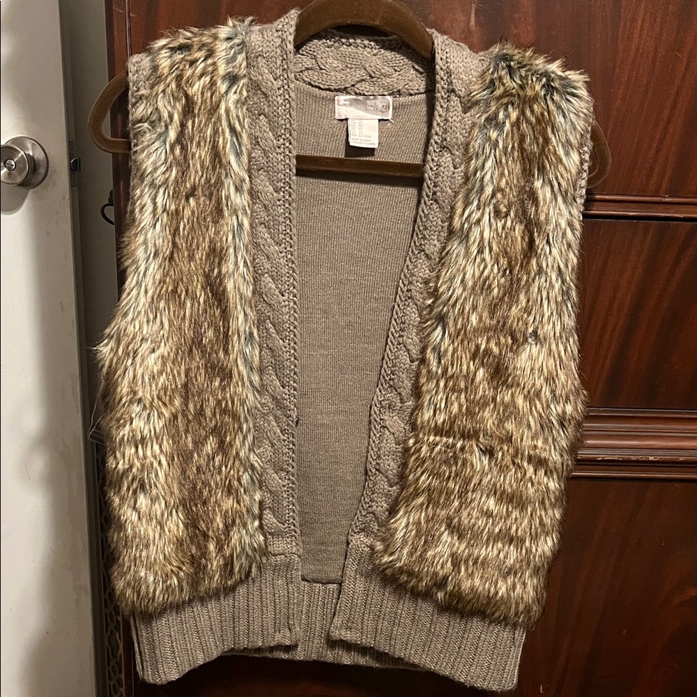 Love21 Brown Faux Fur Cardigan